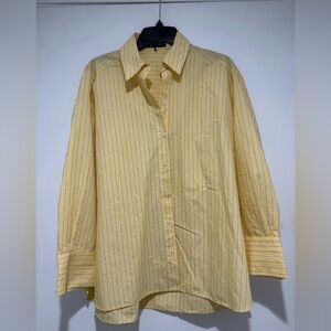 Zara Yellow White and Blue Striped Button Down